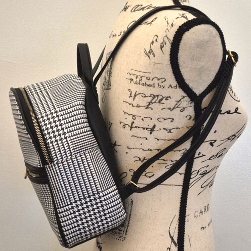 Icing Backpack Mini Stylish Houndstooth Black And… - image 2